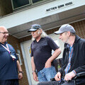 An LHP Housing Officer with tenants Russ Raworth and Derek Leaning