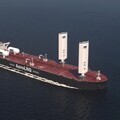 Rendering of 37.5m WindWings®, on a Dual-Fuel LR2 Tanker. 