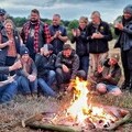 Team around campfire