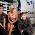 SPS Handy Skills apprentices, Charlie Symes and Connor Dyer, with OVH Youth Engement Officer, Marie Morgan