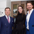 Miss Universe GB Anna Burdzy with sponsors Giacomo Battafarano, GM Xenia Hotel and Dr Vern Neville Brackenhills Private Nature Reserve