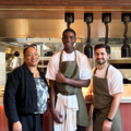 Left to right: Patricia, Volunteer at Legacy. Mohammed, Senior Member at Legacy. Halit, Head Chef at Leydi Restaurant.