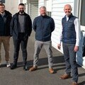 Key contacts at Liftvrac and Wrightfield pose for a photo outside the Liftvrac HQ in France