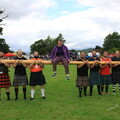 Kathryn White Stirling Highland Games 2023 Chieftain with Heavyweights Athletes
