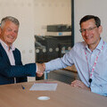 Fortem Midlands Operation Director Andrew Brown shakes hands with LHP CEO Murray Macdonald on the signing of the new planned works contract