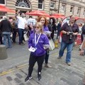 Dancer Becky Rich hands out flyers in Edinburgh to promote the shows 