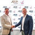 PM-International CEO & Founder Rolf Sorg (left) and ATP CEO Massimo Calvelli (right) during the signing of partnership between ATP and FitLine.