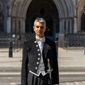 The High Sheriff of Greater London, Dhruv Patel CBE in front of the Royal Courts of Justice