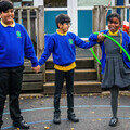 Pupils at Hurst Knoll St James CE Primary School doing the hula hoop challenge 