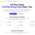UK Run Clubs homepage — search running clubs by region across the UK   