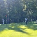 Better Mobility’s Lee Warner preparing to make a putt at Chiltern Forest Golf Club.