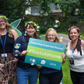 Colleagues get into the spirit ready to help start creating the new fairy garden on Starts at Home day 