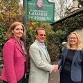 Joanne and Andrew Hunter, of Grasmere Gingerbread®, with Sarah Thompson, of Cumbria Community Foundation 