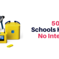A full Pod kit displayed with the headline "50% of Schools Have No Internet"