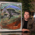 Dan Llywelyn Hall with Glen Lloyne Pine painting at Society of Antiquaries, London