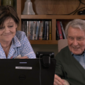 A care home resident and carer using Immedicare