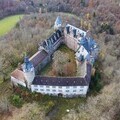 Aerial view of Rammelburg Castle, Germany, Winter 2025