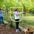 Girl at Ufton trying Archery