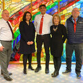 L-R David Ireland, Rachael Taylor, Ifty Ahmed, Julie Williams and Anthony Crook.  The Manchester Munich Memorial Foundation visit Francis House.