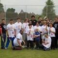 Alastair Cook with blind young people from the Royal London Society for Blind People
