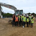 Cllr Gripper and Peter Williams help to break ground on site alongside colleagues involved in the development