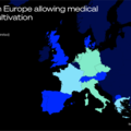 A map of European countries where medical cannabis cultivation is permitted