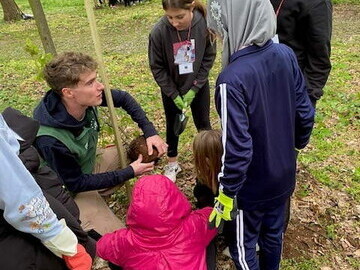  Lavera forest project: LifeTerra Team and students planting trees, Villa Annoni - 2024