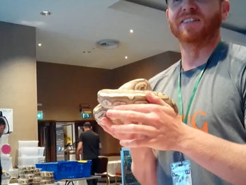 Animal seller at Ashford International Hotel reptile market