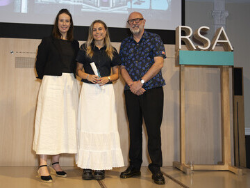 Winner Rachel Cartledge with Gemma Shaw (AMMT) and Andrew Grant RDI (Guest Speaker at RSA Awards Ceremony).  courtesy RSA-Maja  Smiejkowska