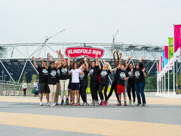 Group of runners with Melissa Reid (centre) celebrating the launch in the Queen Elizabeth Olympic Park ((c)Alex Bremmer)