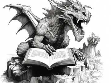 A Dragon Reading a Book