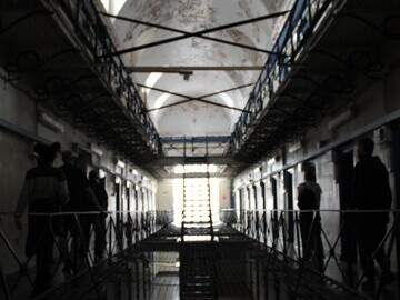 Silhouette of Visitors on the upper balcony of A Wing Gloucester Prison