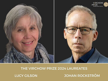  Lucy Gilson and Johan Rockström, the Virchow Prize 2024 Laureates, who are being honoured for their holistic and systems-based approach safeguarding 