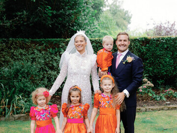 Frederike Gardiner, groom Caldon Pike and flower girls and page boy