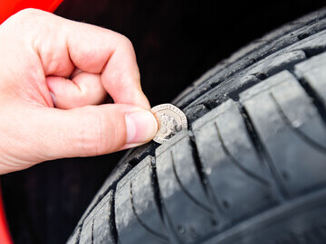 Check your tyre tread with a 20 pence coin