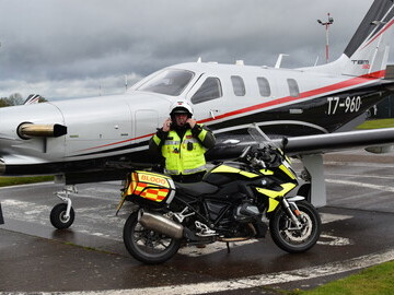 Shropshire Blood Bikes rider and Civil Air Support TBM960