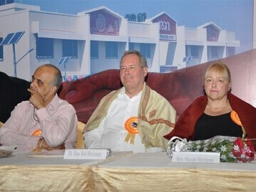 L-R Bharat Vadukul Sewa UK, Bob Blackman MP Harrow East- Chief Guest at opening, Mrs Nicola Blackman 