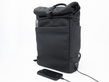 PW3R Rolltop Tech Backpack with integrated USB-C cable