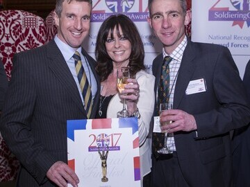 Actress Vicki Michelle MBE with Working Together Award Finalists representing the Army Training Regiment Winchester