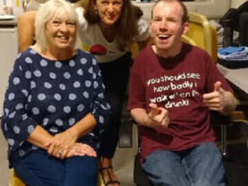 Lee Ridley with Liz and Judy from The Sequal Trust