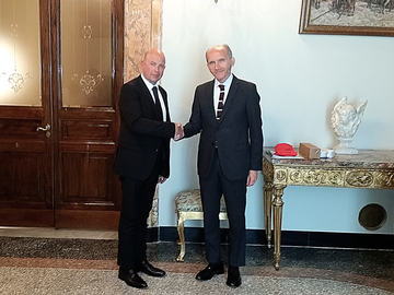 President of TRIEST NGO Stefano Ferluga and the Minister-Counselor of the Russian Embassy in Italy Dmitry Shtodin