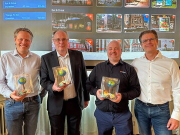 Jeroen Voogd van VodafoneZiggo, Jan Pieter Gerritsen van Packet Ship, Sietse Schelpe van Wetime en Olaf Pot van VodafoneZiggo