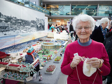 Margaret Seaman creater of a Knitted version of Great Yarmouth in its heyday. FOr 2020 she