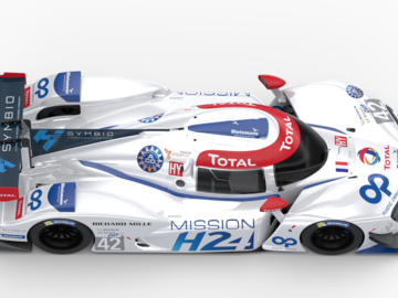 Top angle view of the Mission H24 race car