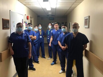 Neurosurgery team at Royal Preston Hospital wearing Chris Johnson