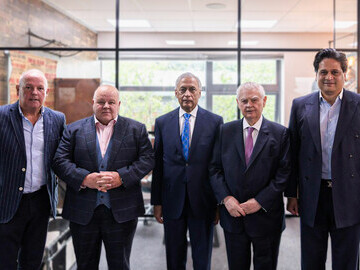 From left to right. Gerry Waters, Simon Marshall, Shaukat Aziz, Lord Norman Lamont, Bashir Ahmad