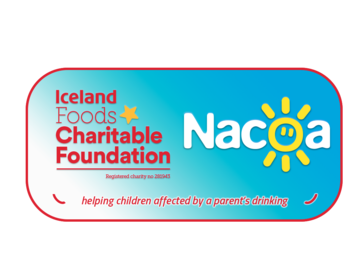 Logo of partnership between Nacoa and Iceland Foods Charitable Foundation