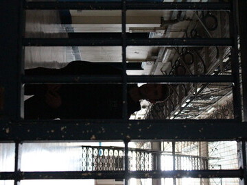 Silhouette of young man in A Wing of Gloucester Prison 