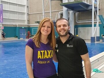Rebecca Holt from Ataxia UK with Head Coach Marc Holdsworth