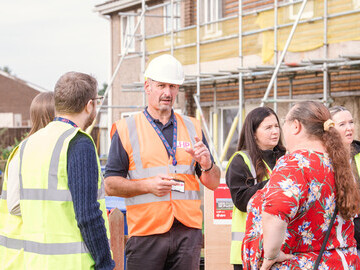 LHP staff talk to residents of the Reedmere Estate in Immingham about the external wall insultations on their homes.